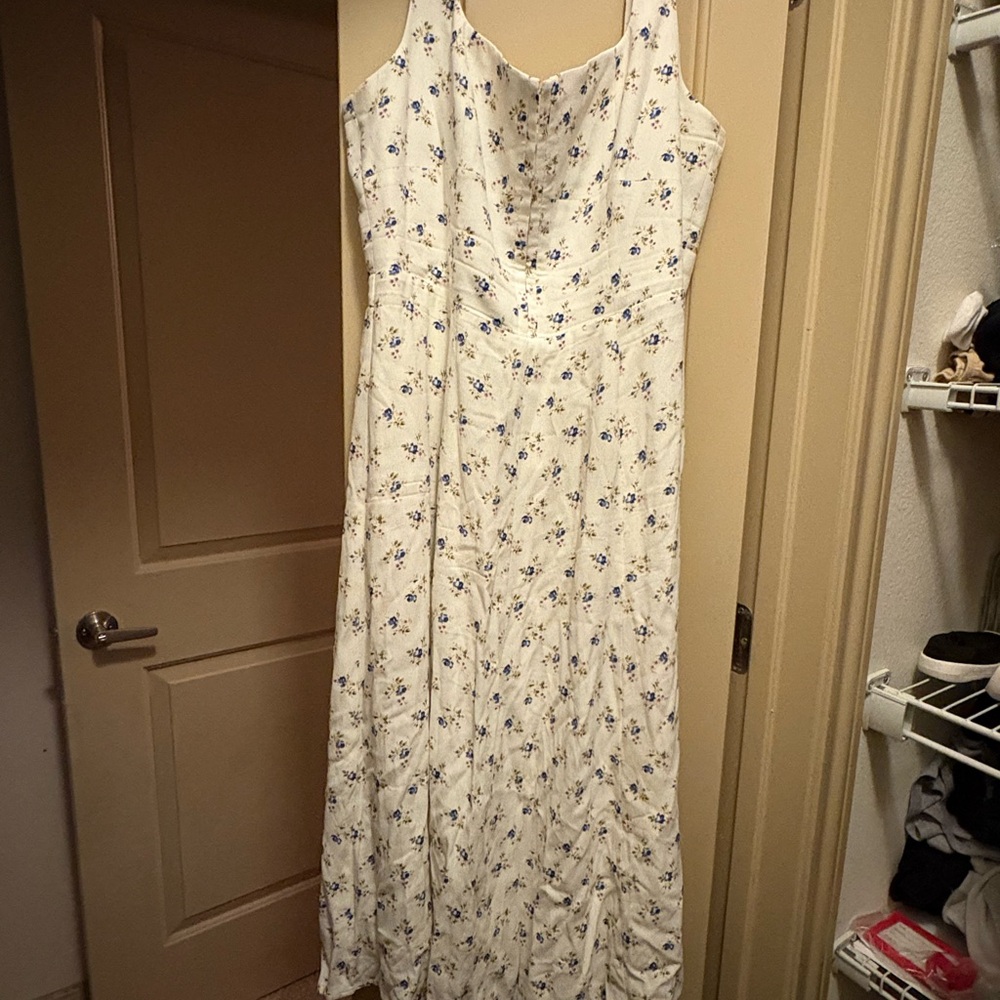 Wayf Cream Sleeveless Sundress Midi